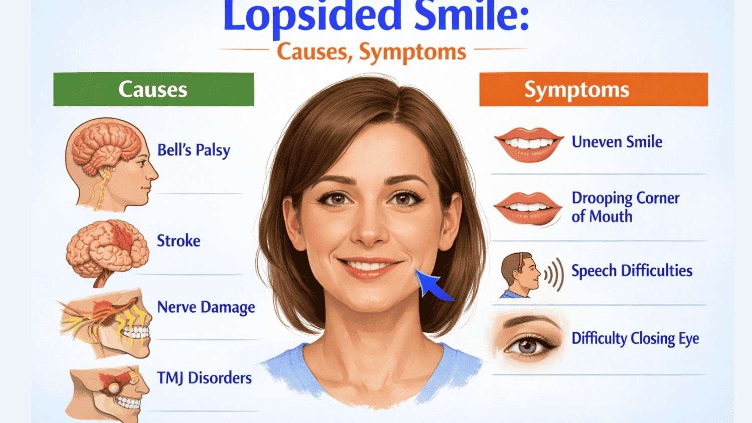 lopsided smile causes and symptoms